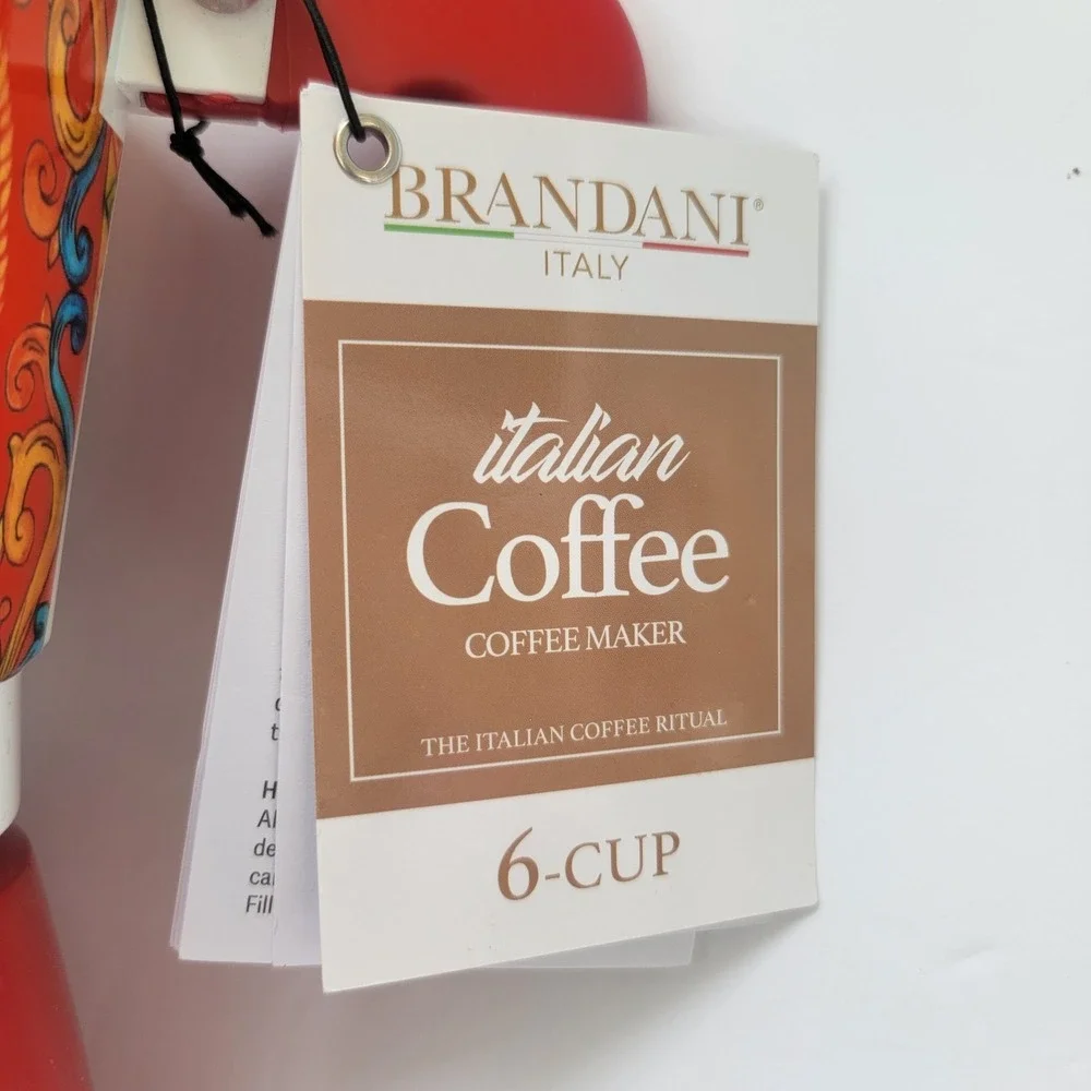 NEW Red‎ BRANDANI ITALIAN COFFEE MAKER 6 CUP MOKA POT Geometric Espresso